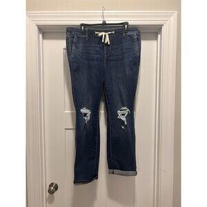Torrid Mid Rise Straight Leg Pull On Jeans Women Elastic Waist Distressed 2X Reg